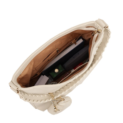 Magnolia PU Leather Women Beige Tote Bag