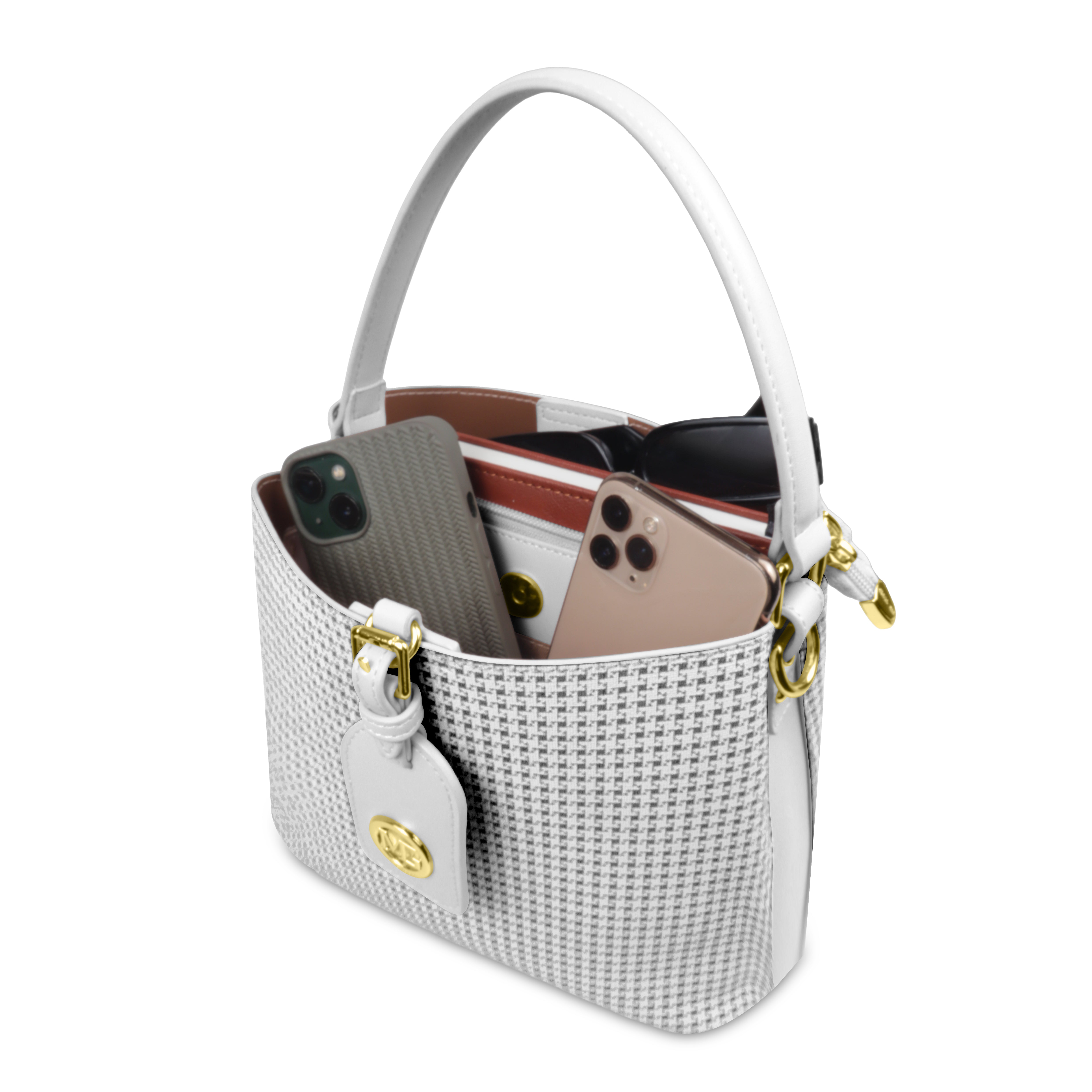Magnolia Premium Textured Handbag for Women with Detachable Sling Strap