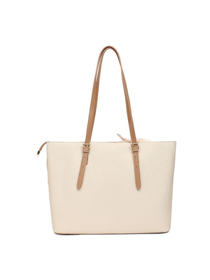 Magnolia White Solid One Size PU Leather Tote