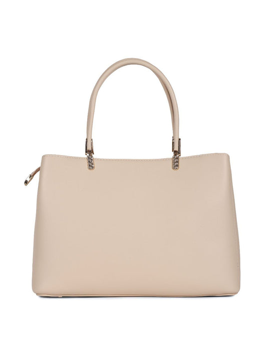 Magnolia Beige PU Leather Embroidered One Size Women Tote