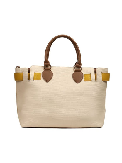 Magnolia PU Leather Women Ivory Tote Bag