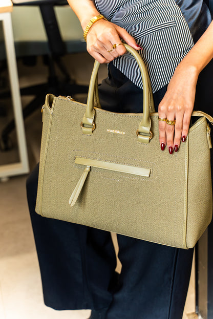 Magnolia Stylish Textured Handbag for Women - Elegant Shoulder Tote with Detachable Strap