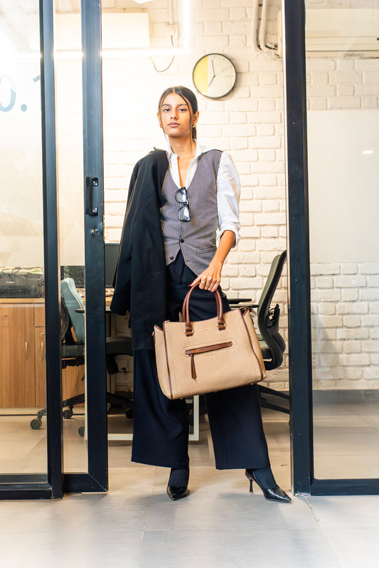 Magnolia Stylish Textured Handbag for Women - Elegant Shoulder Tote with Detachable Strap