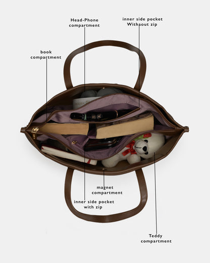 Magnolia Tote Bag – Stylish & Spacious Handbag with PU Leather Straps