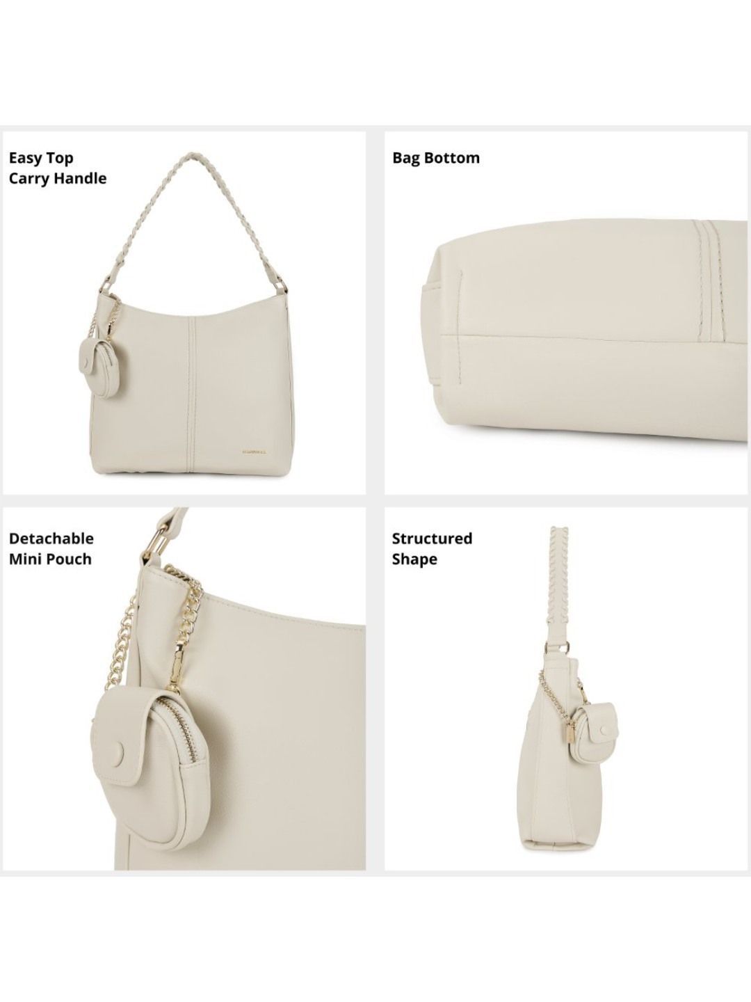 Magnolia PU Leather Women Beige Tote Bag