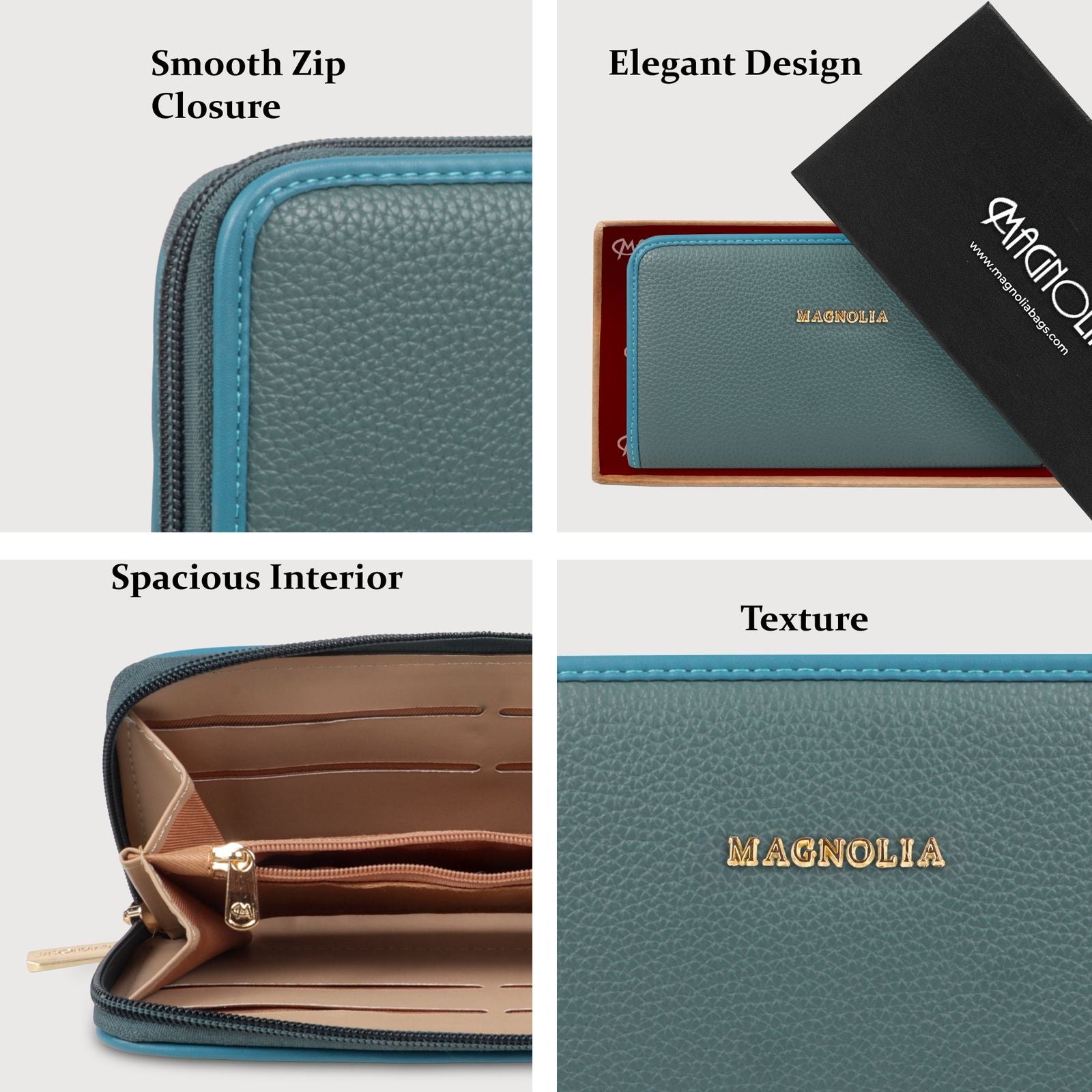 🎁 Magnolia Stylish Faux Leather Blue Wallet for Women – Everyday & Formal Use (100% off)