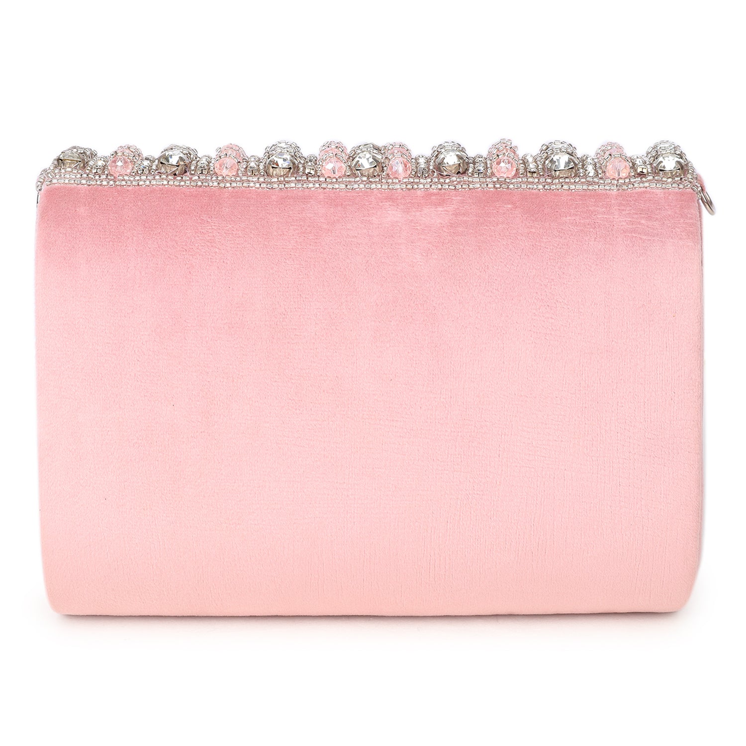 Nysa Pink Embellished Flap over Clutch Bag