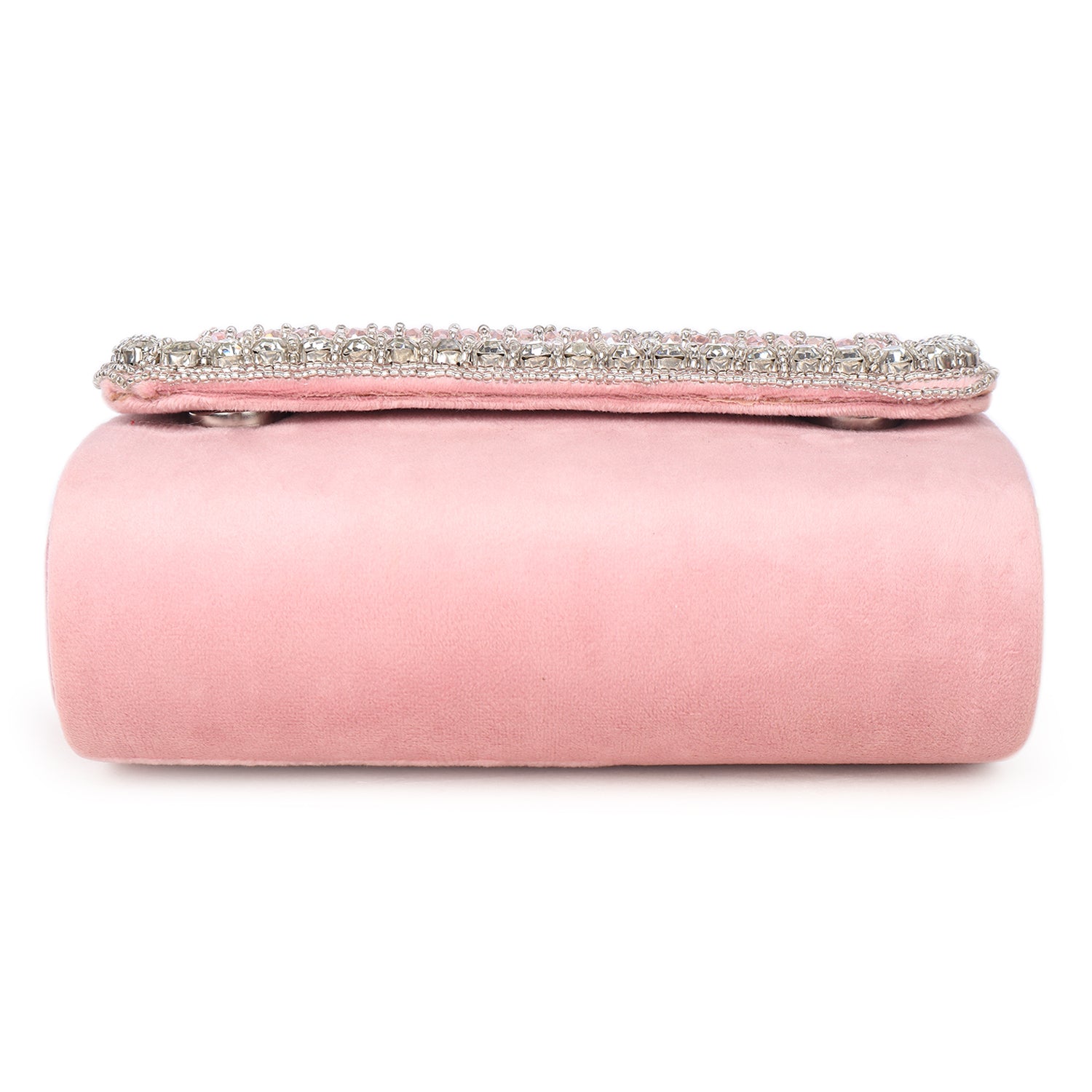 Nysa Pink Embellished Flap over Clutch Bag