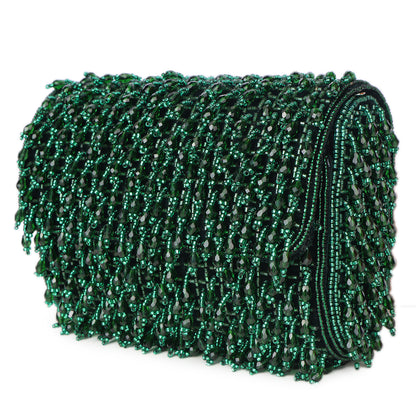 Magnolia Green Velvet Embellished Women Clutch