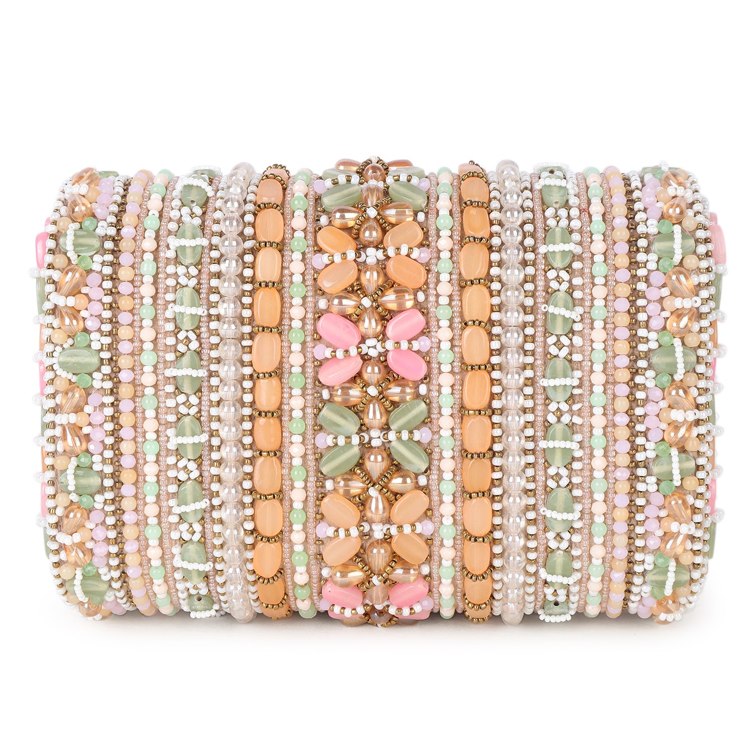 Pastel Suede Embellished Clutch