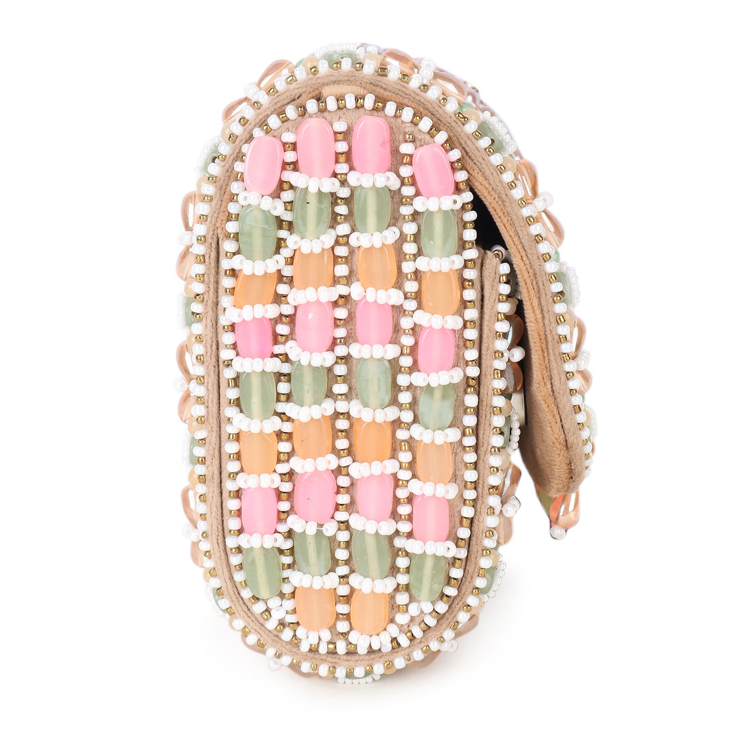 Pastel Suede Embellished Clutch