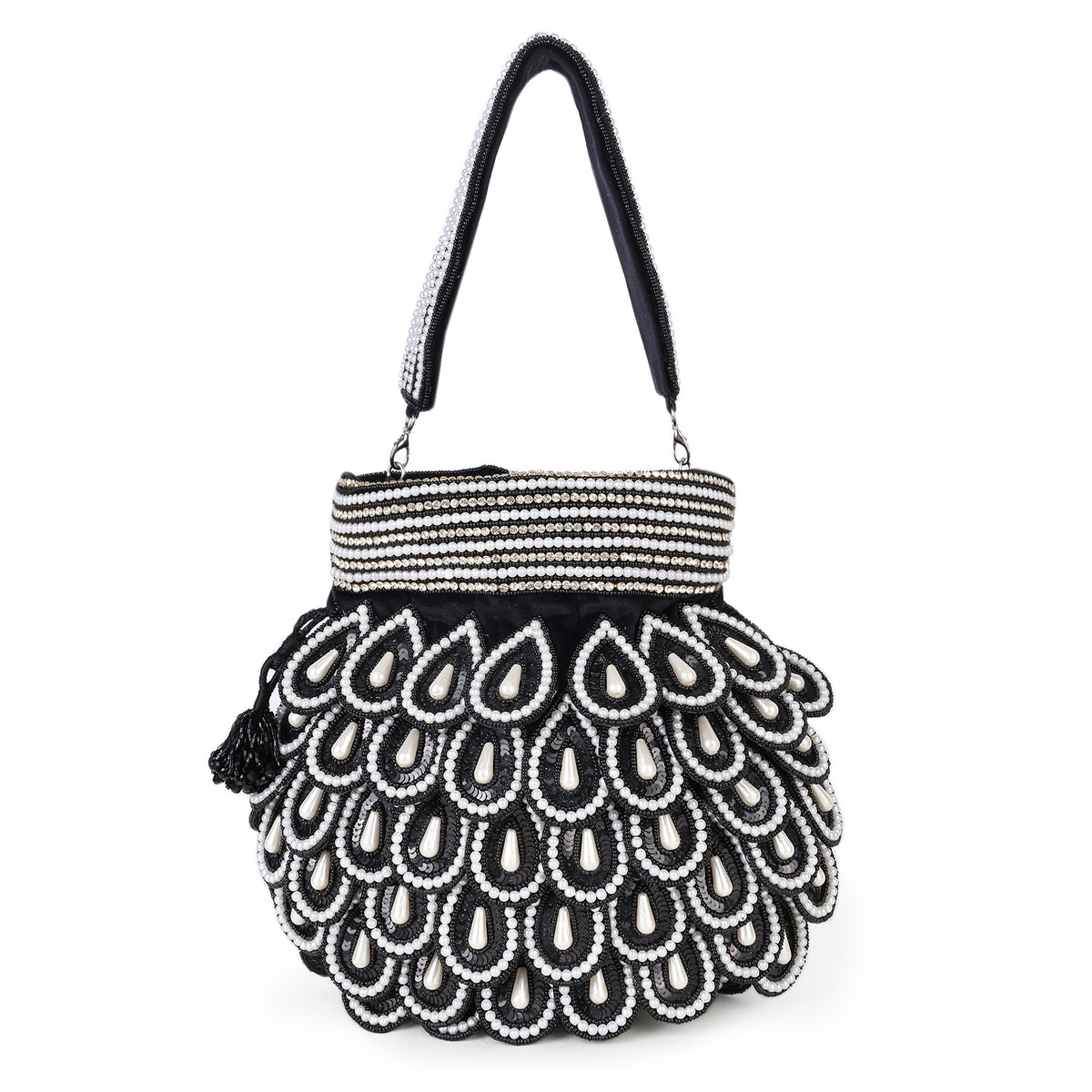 Magnolia Black Velvet Embellished Men Potli