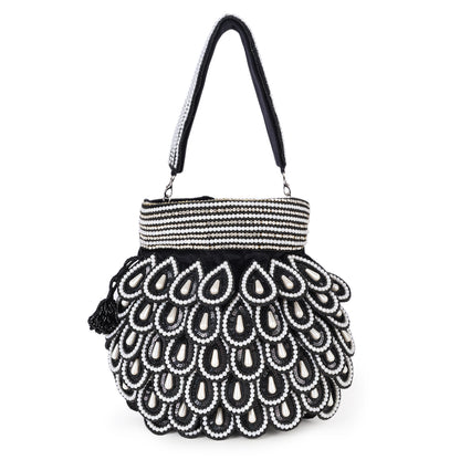 Magnolia Black Velvet Embellished Men Potli