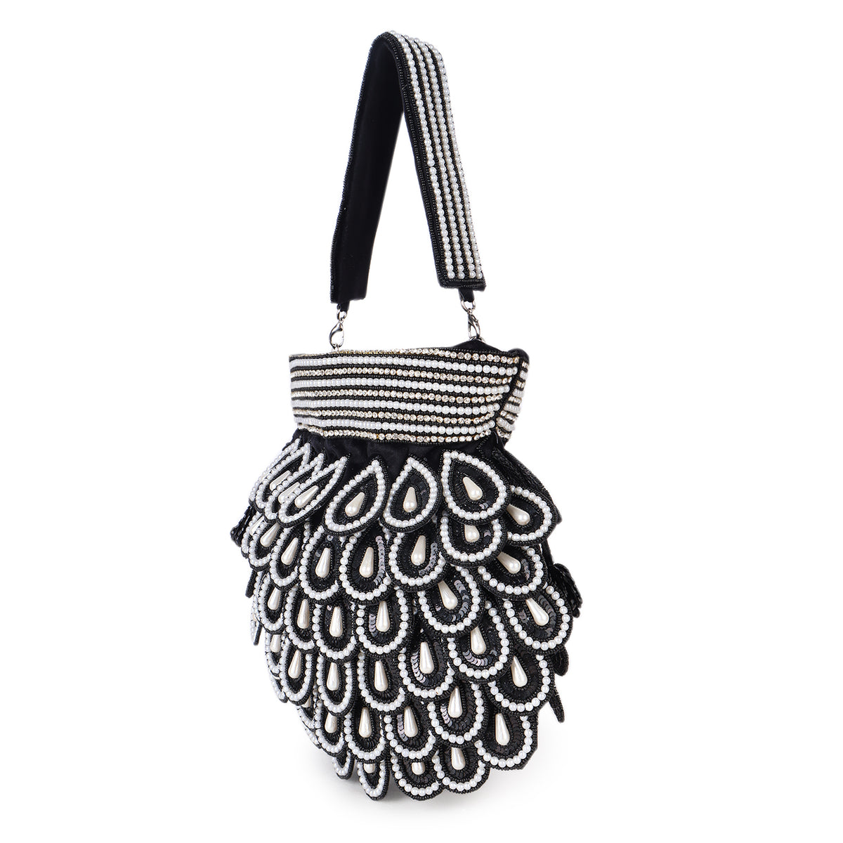 Magnolia Black Velvet Embellished Men Potli