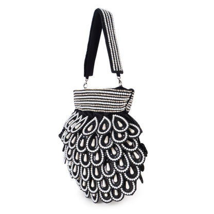 Magnolia Black Velvet Embellished Men Potli