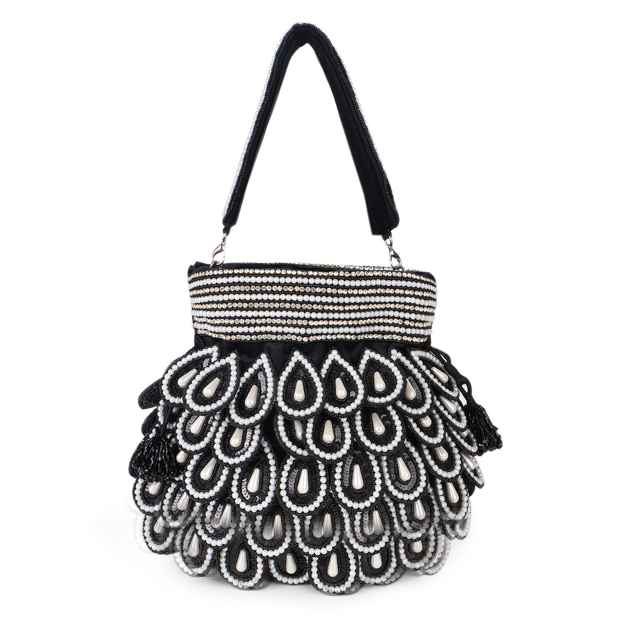 Magnolia Black Velvet Embellished Men Potli
