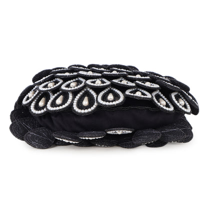 Magnolia Black Velvet Embellished Men Potli