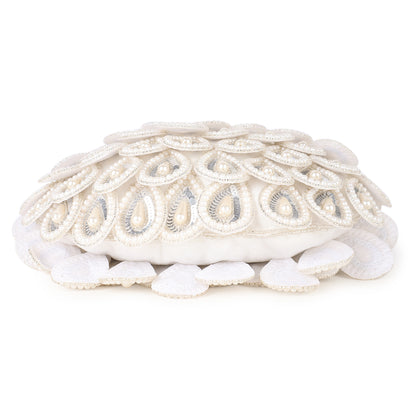 Magnolia White Velvet Embellished Men Potli
