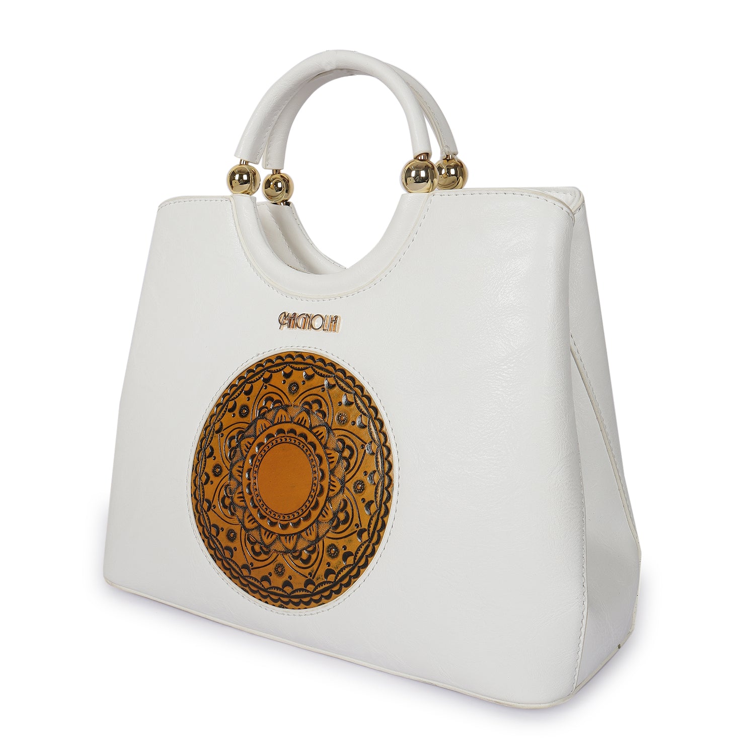 Magnolia Roch Round Handle Satchel Bag White