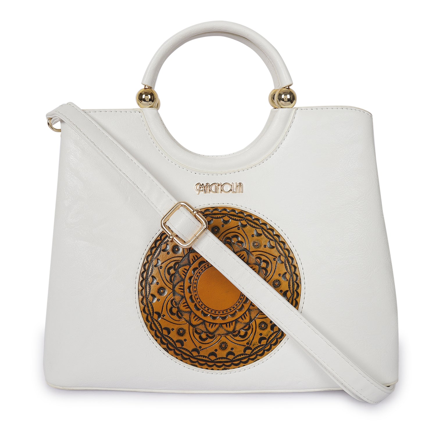 Magnolia Roch Round Handle Satchel Bag White