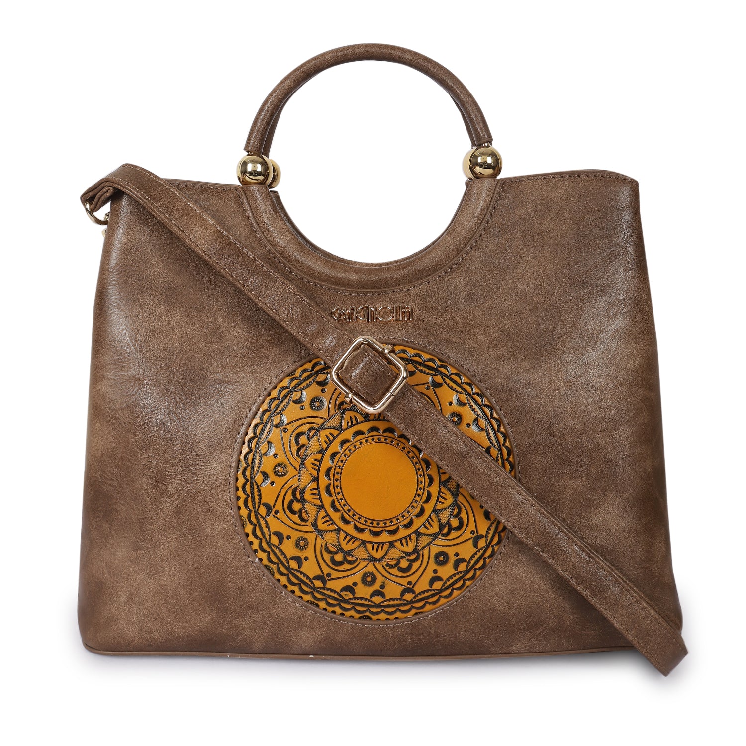 Magnolia Roch Round Handle Satchel Bag Brown