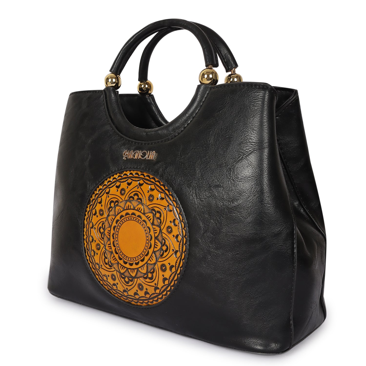 Magnolia Roch Round Handle Satchel Bag Black