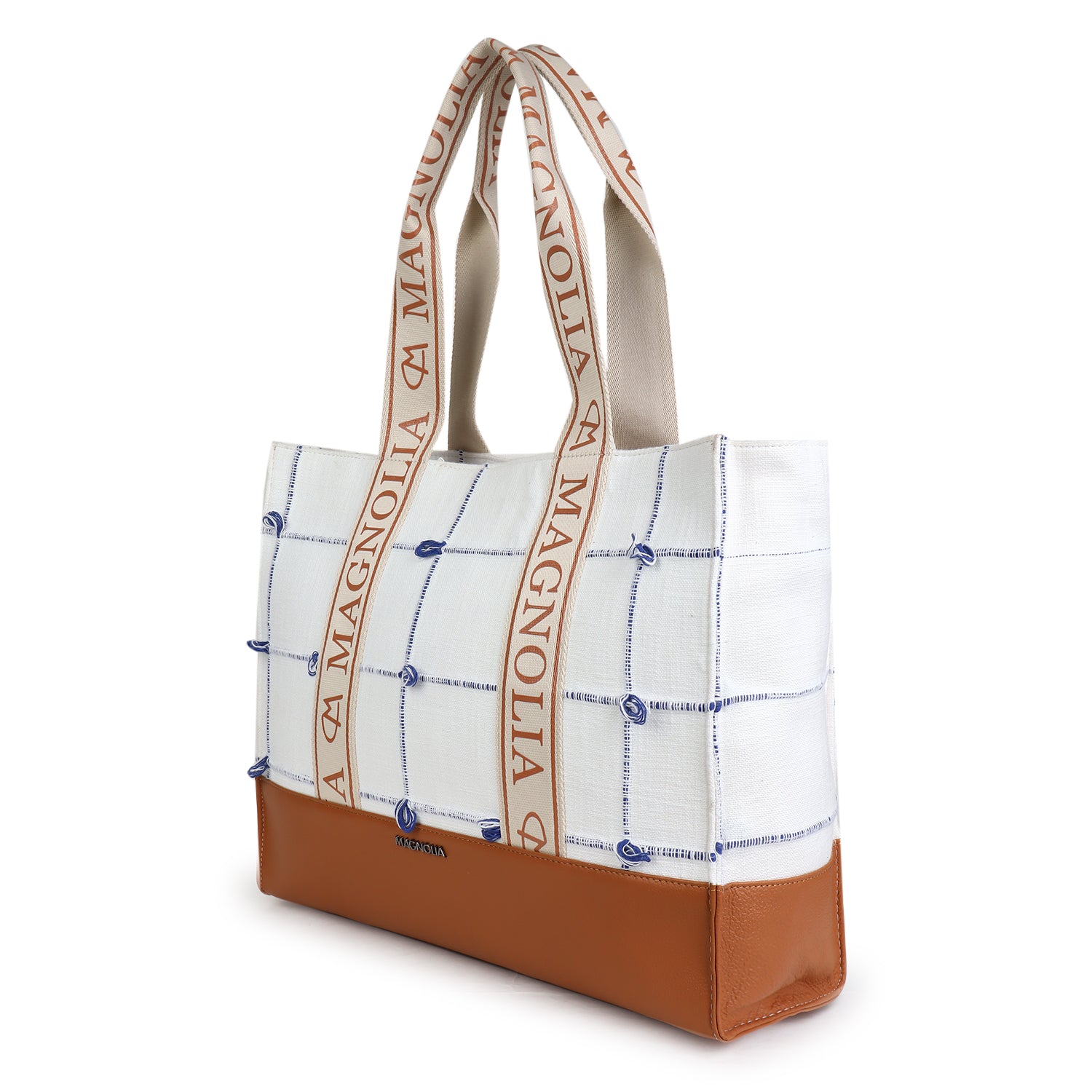 Magnolia Beatrice Signature Tote Bag White & Blue