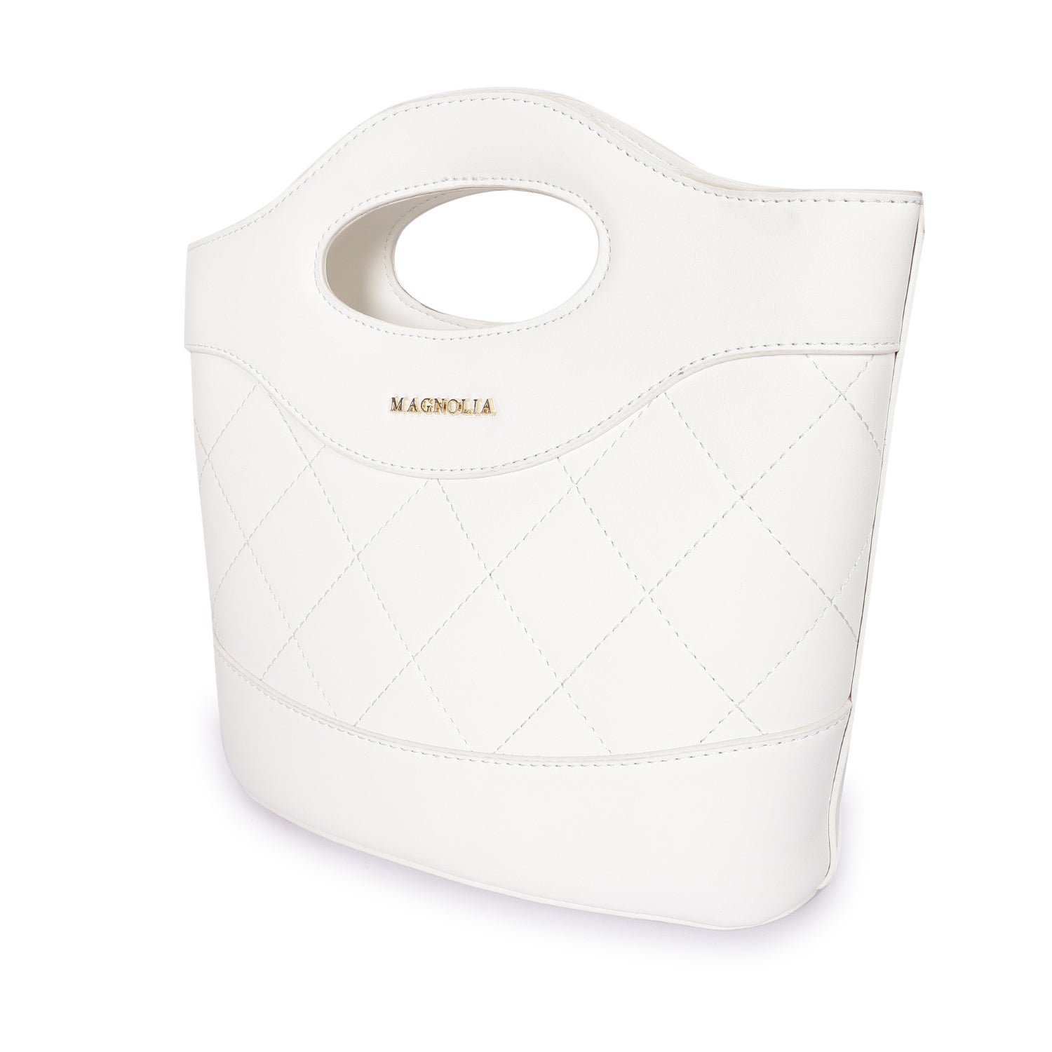 Magnolia Sophia Quilted Bucket Bag White