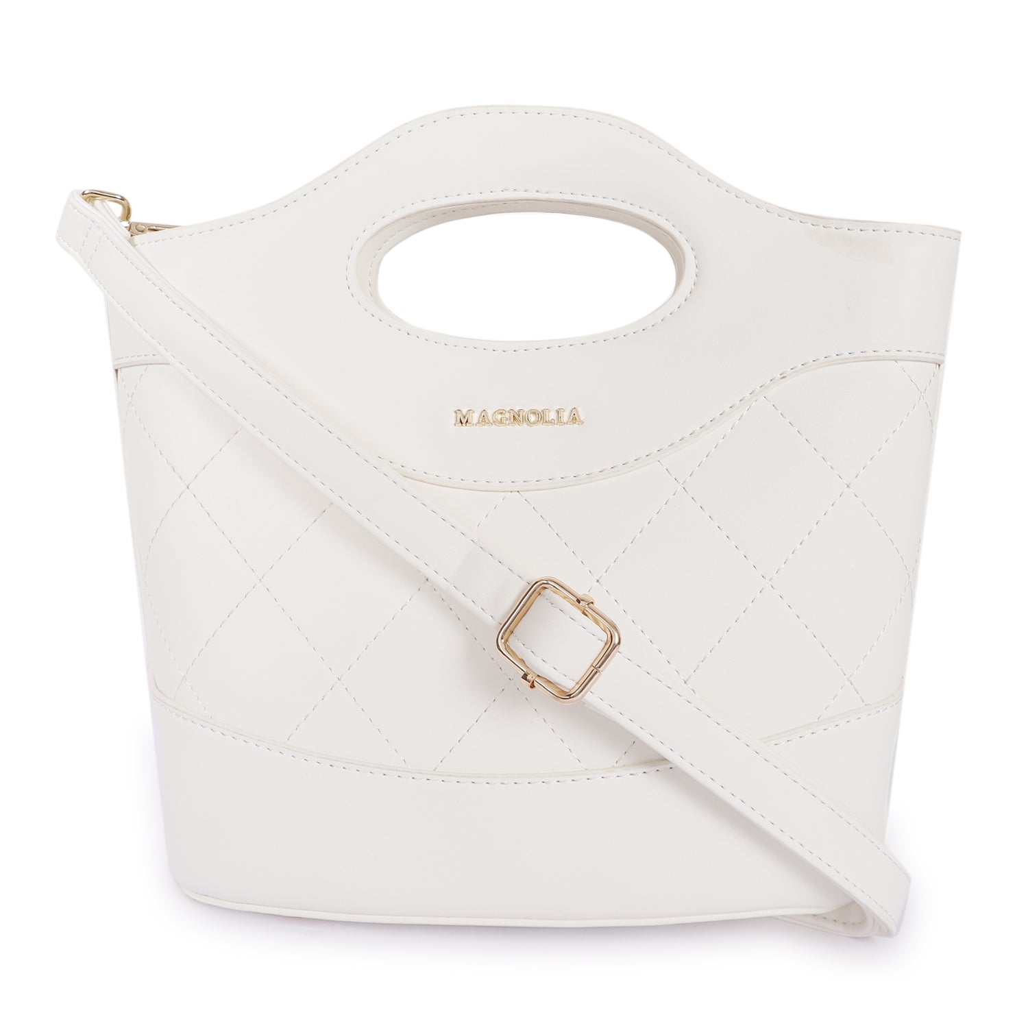 Magnolia Sophia Quilted Bucket Bag White