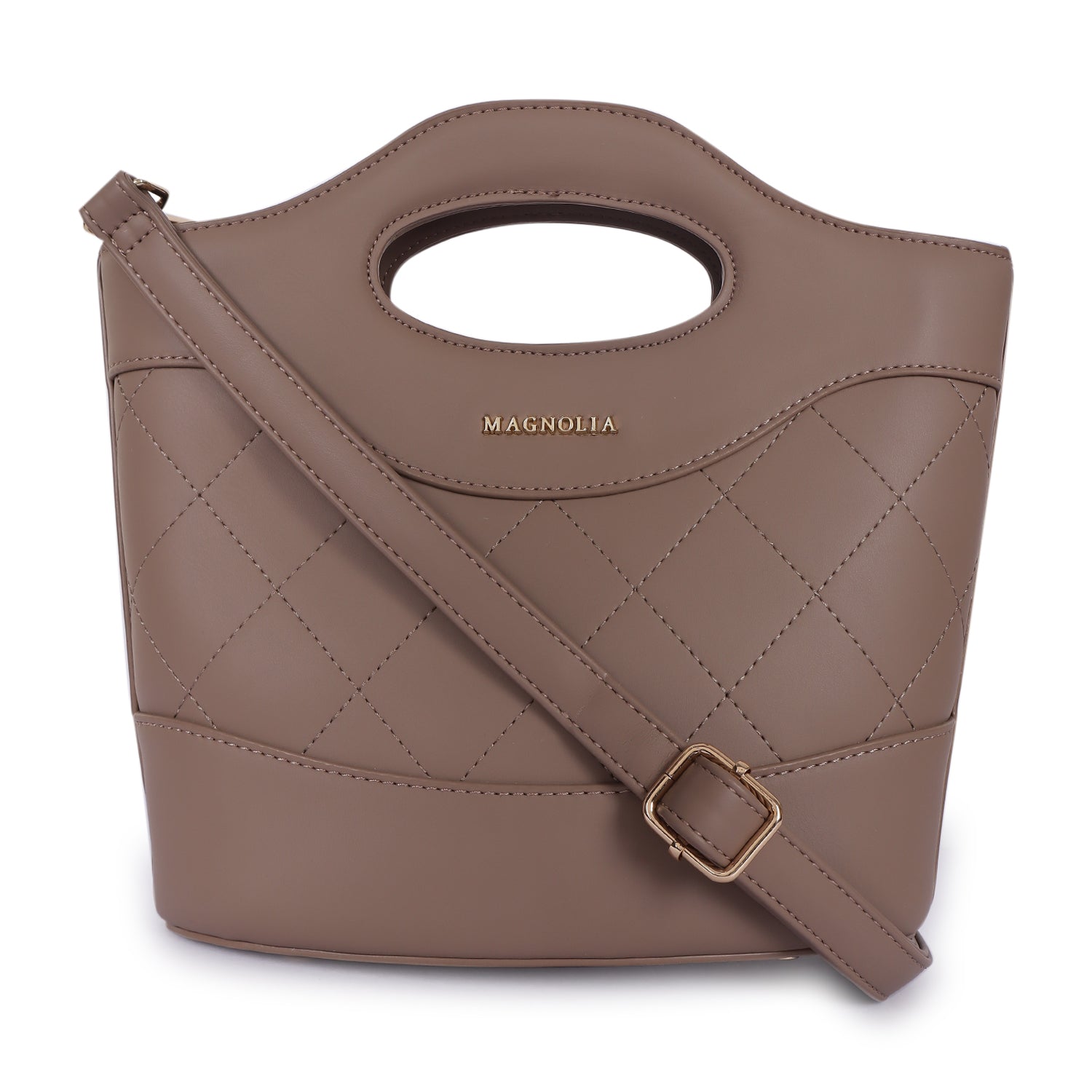 Magnolia Sophia Quilted Bucket Bag Dark Brown