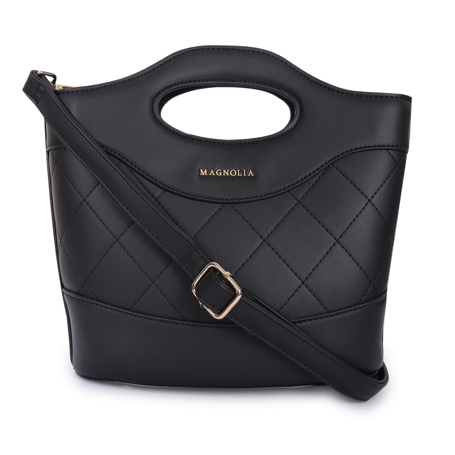 Magnolia Sophia Quilted Bucket Bag Black