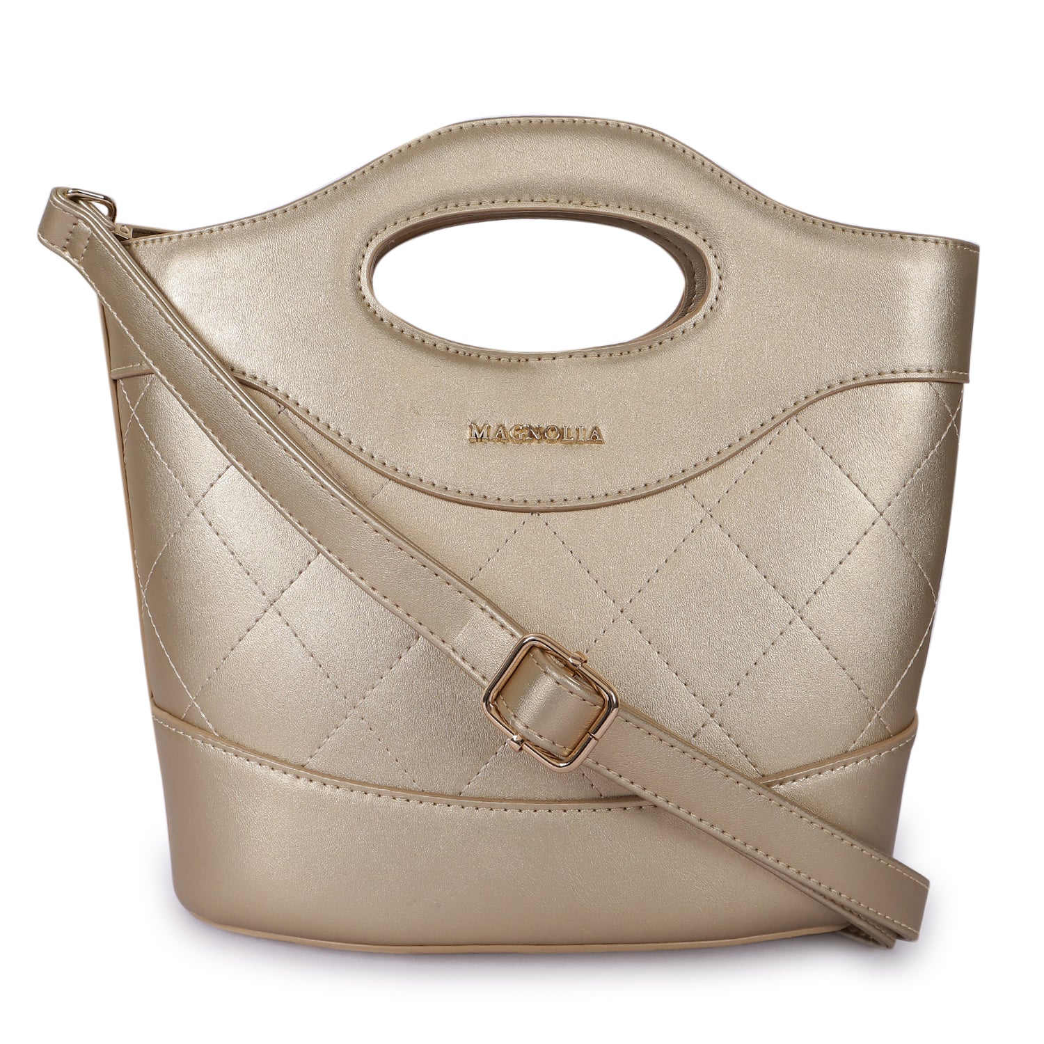 Magnolia Sophia Quilted Bucket Bag Gold