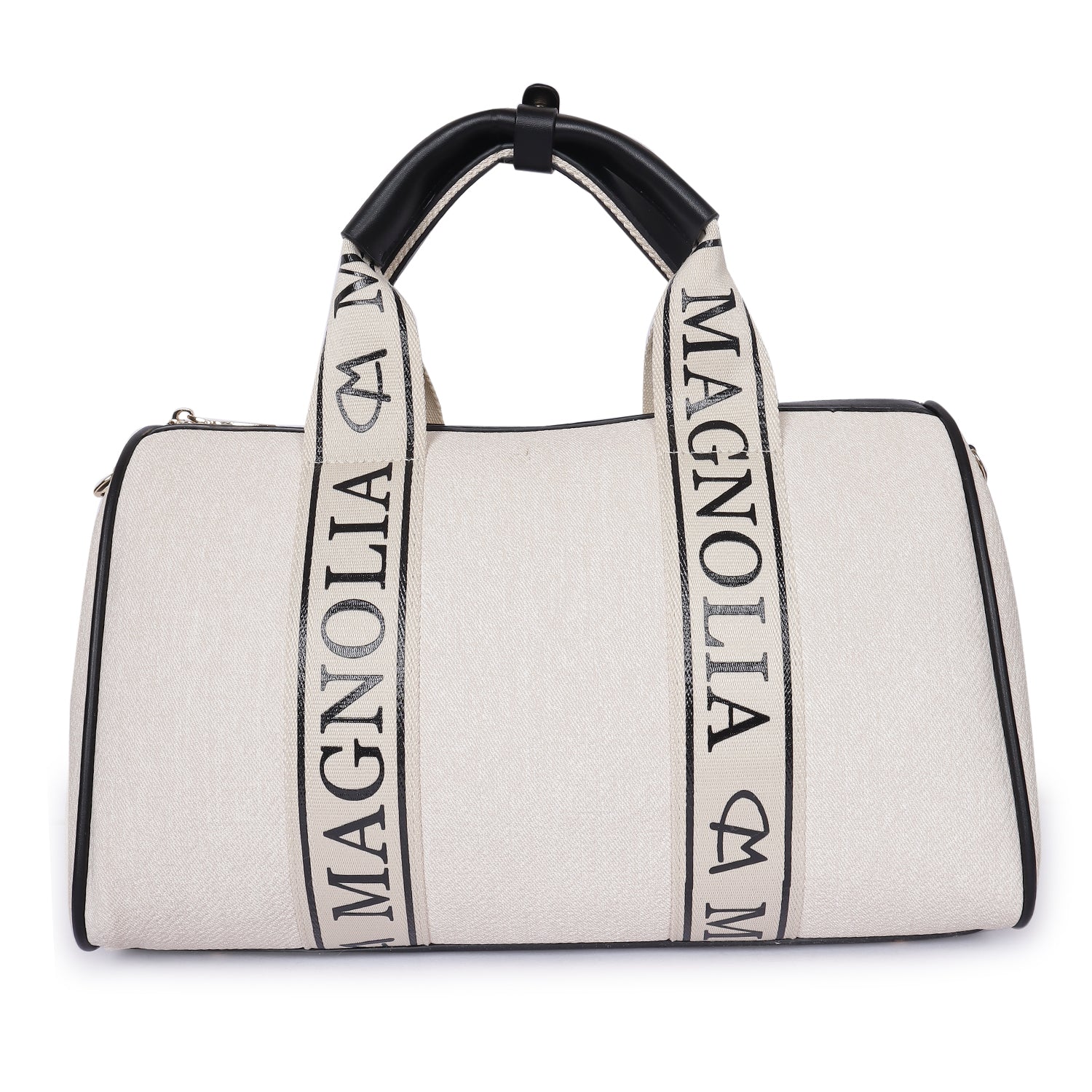 Magnolia Signature Barrel Duffle White & Black