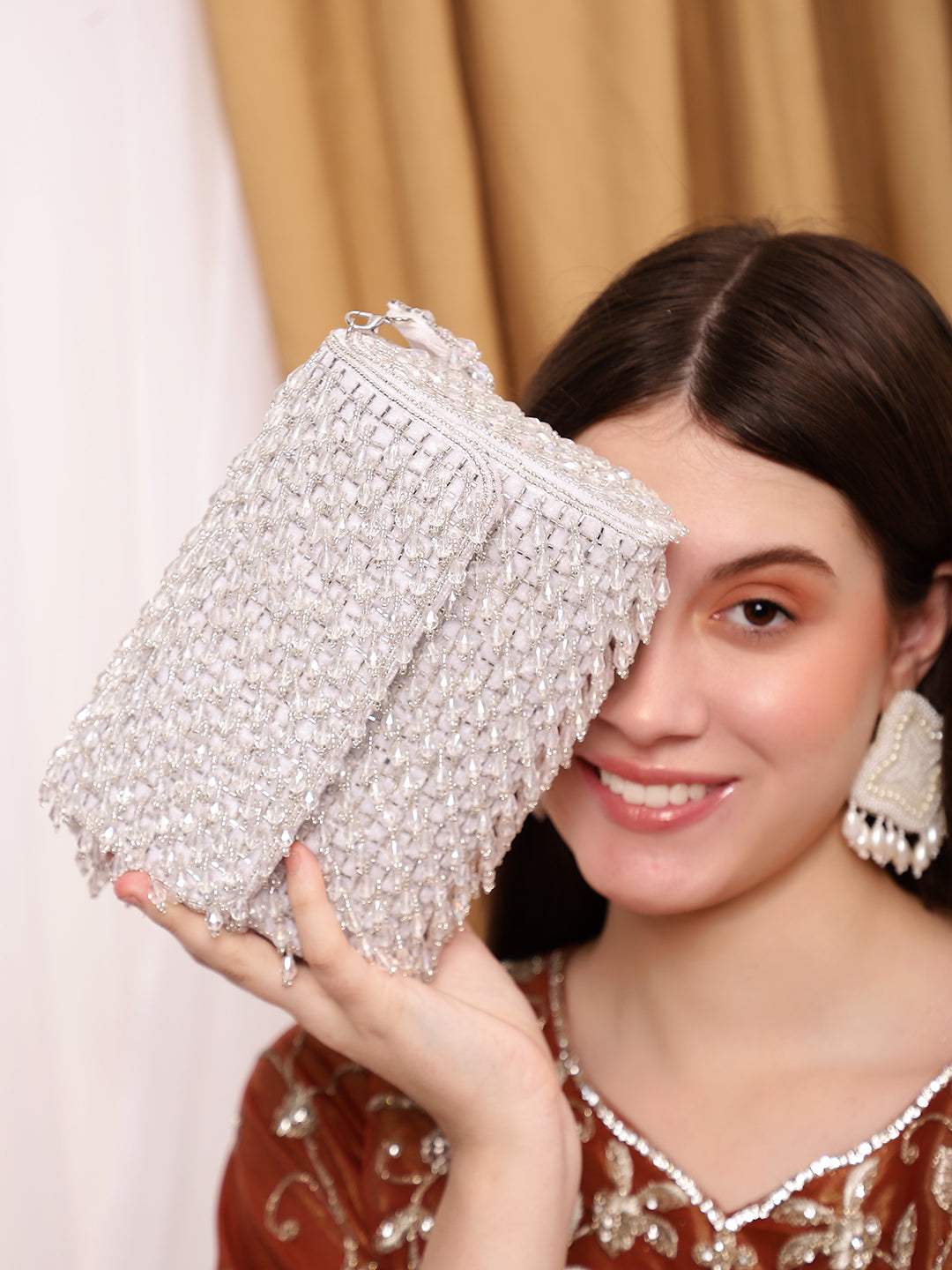 Magnolia Fringe Drop Bead Clutch