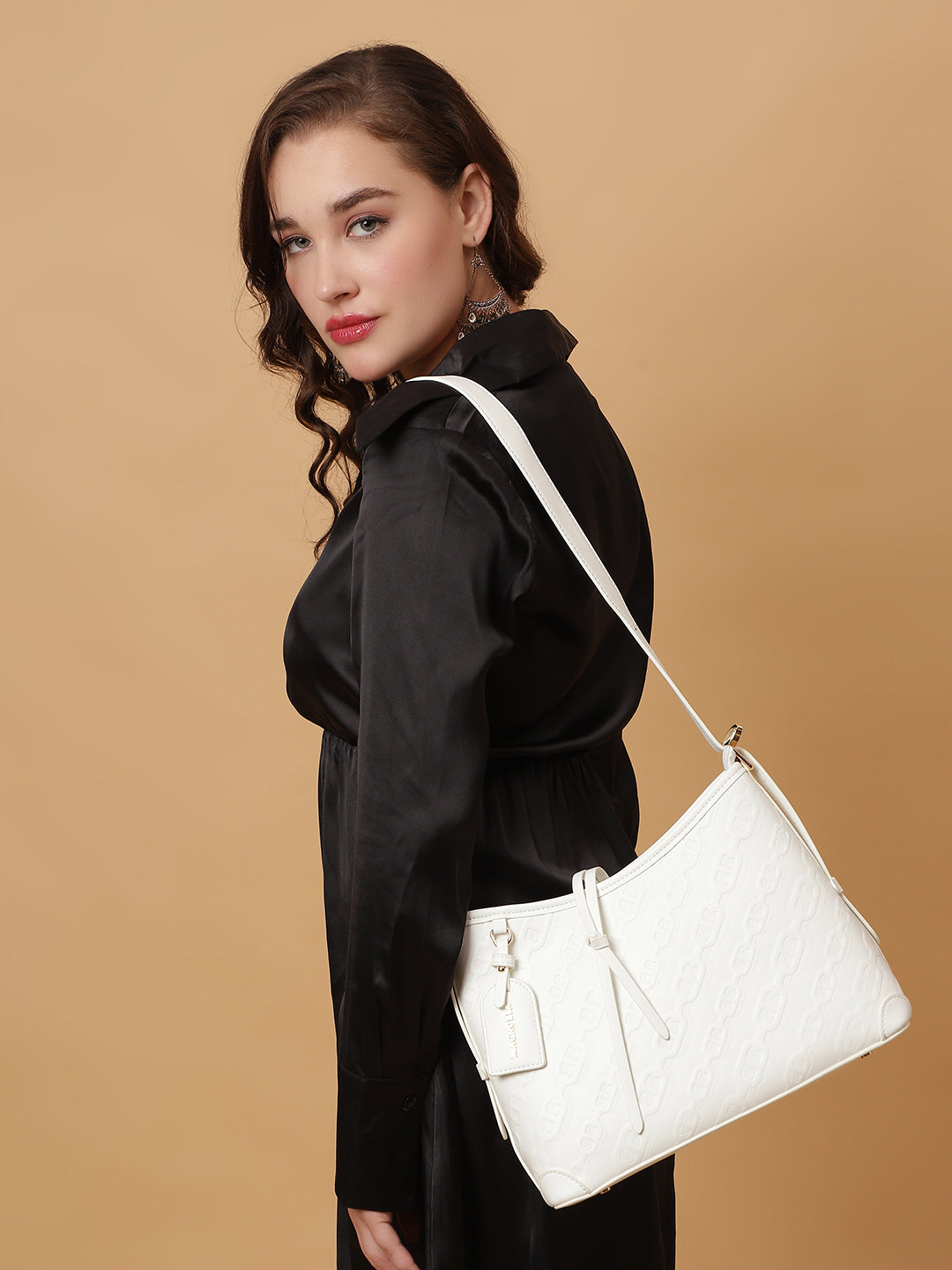 Magnolia Claire Embossed Crossbody Bag White