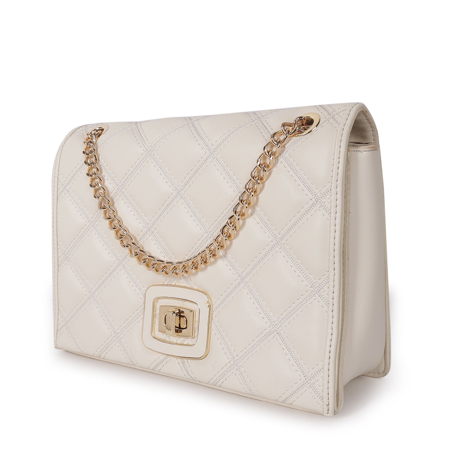 Magnolia Mia Luxe Quilted Sling Bag White