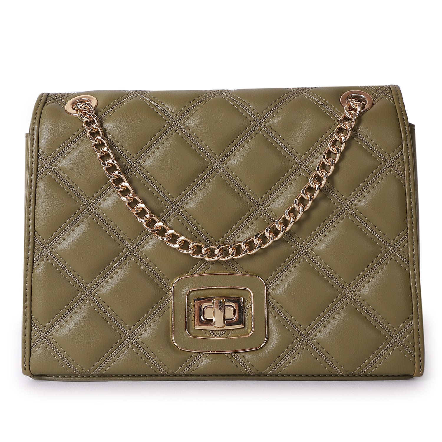 Magnolia Mia Luxe Quilted Sling Bag Moss Green