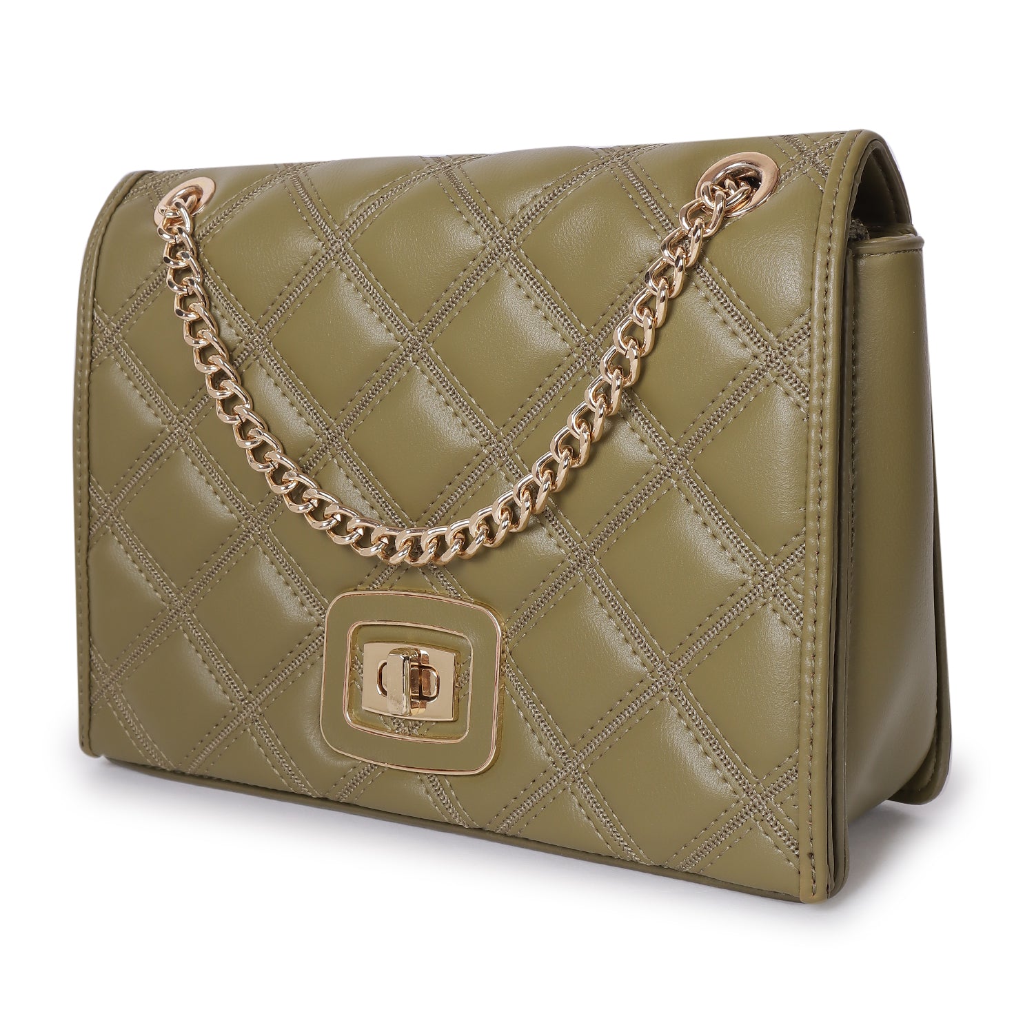 Magnolia Mia Luxe Quilted Sling Bag Moss Green