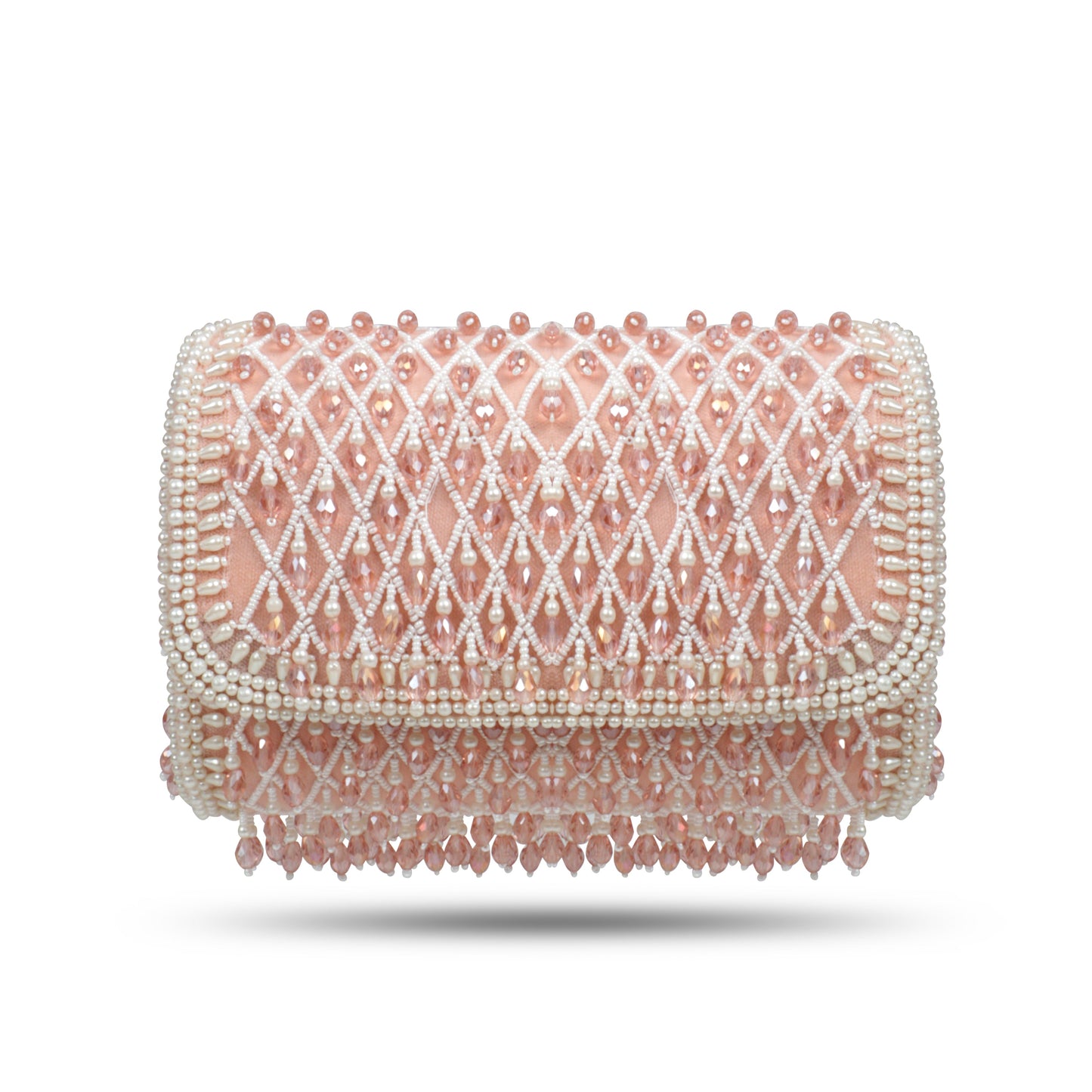 Magnolia Pink Velvet Embellished Women Clutch