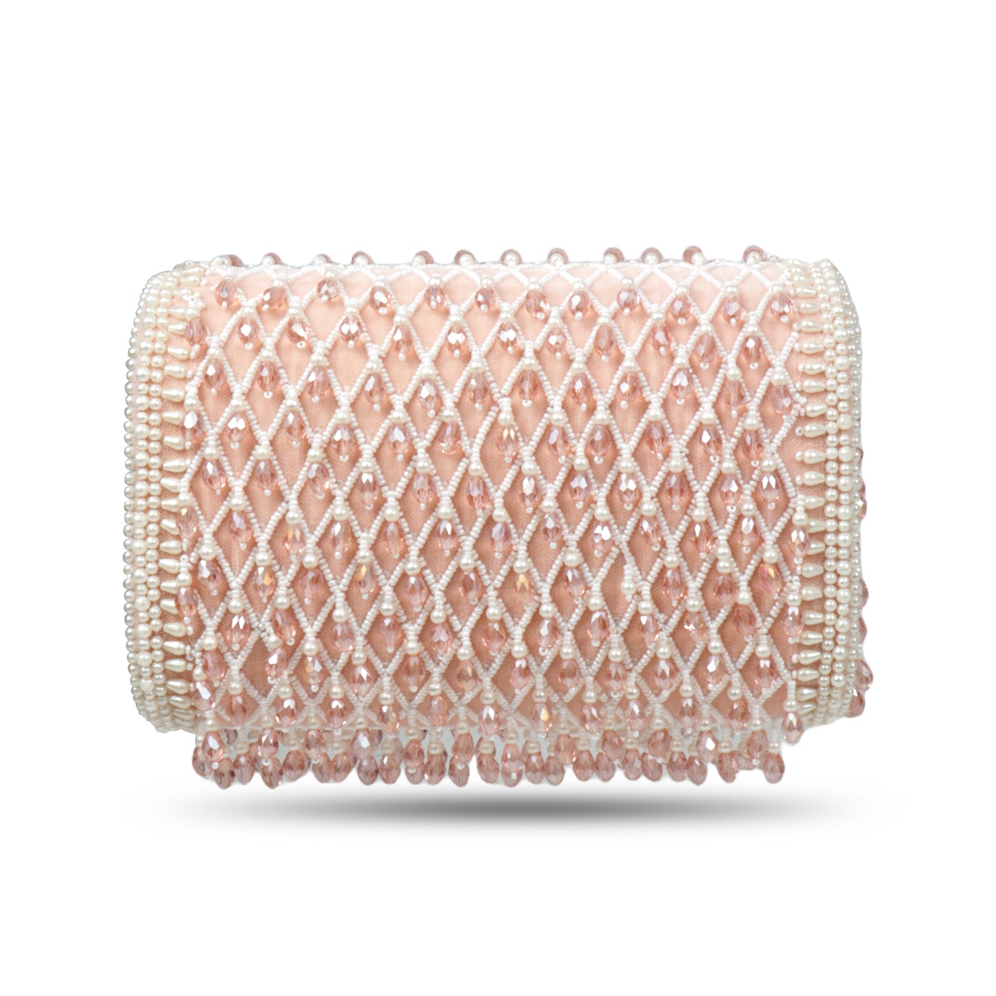 Magnolia Pink Velvet Embellished Women Clutch