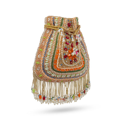 Magnolia Gold Velvet Embellished Women Potli