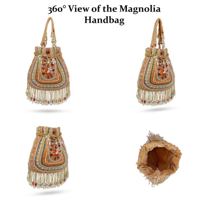 Magnolia Gold Velvet Embellished Women Potli