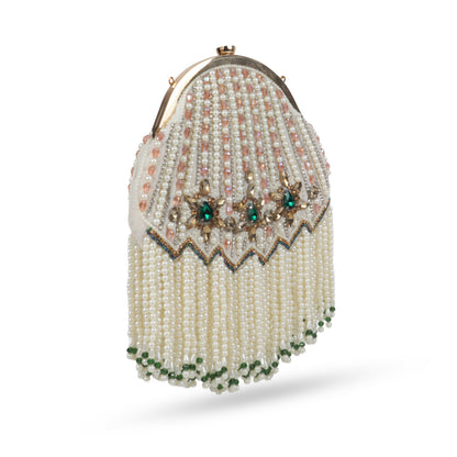 Magnolia Beige Velvet Embellished Women Clutch