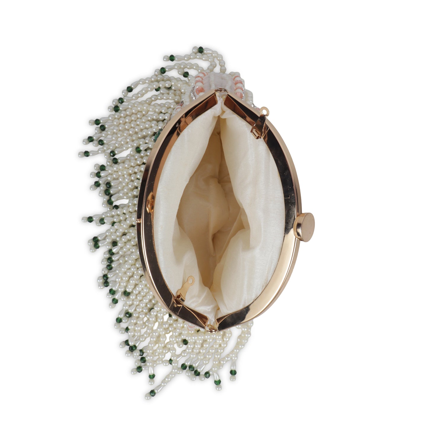 Magnolia Beige Velvet Embellished Women Clutch