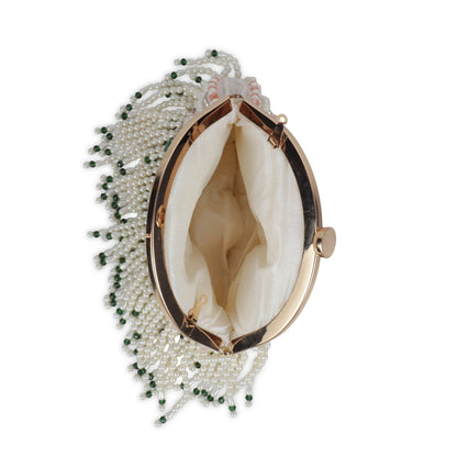 Magnolia Beige Velvet Embellished Women Clutch