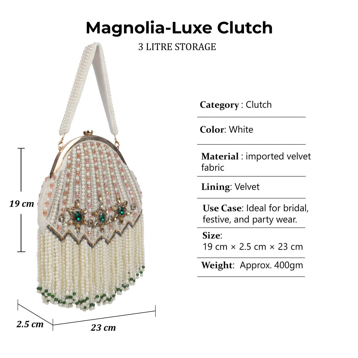 Magnolia Beige Velvet Embellished Women Clutch