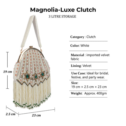 Magnolia Beige Velvet Embellished Women Clutch