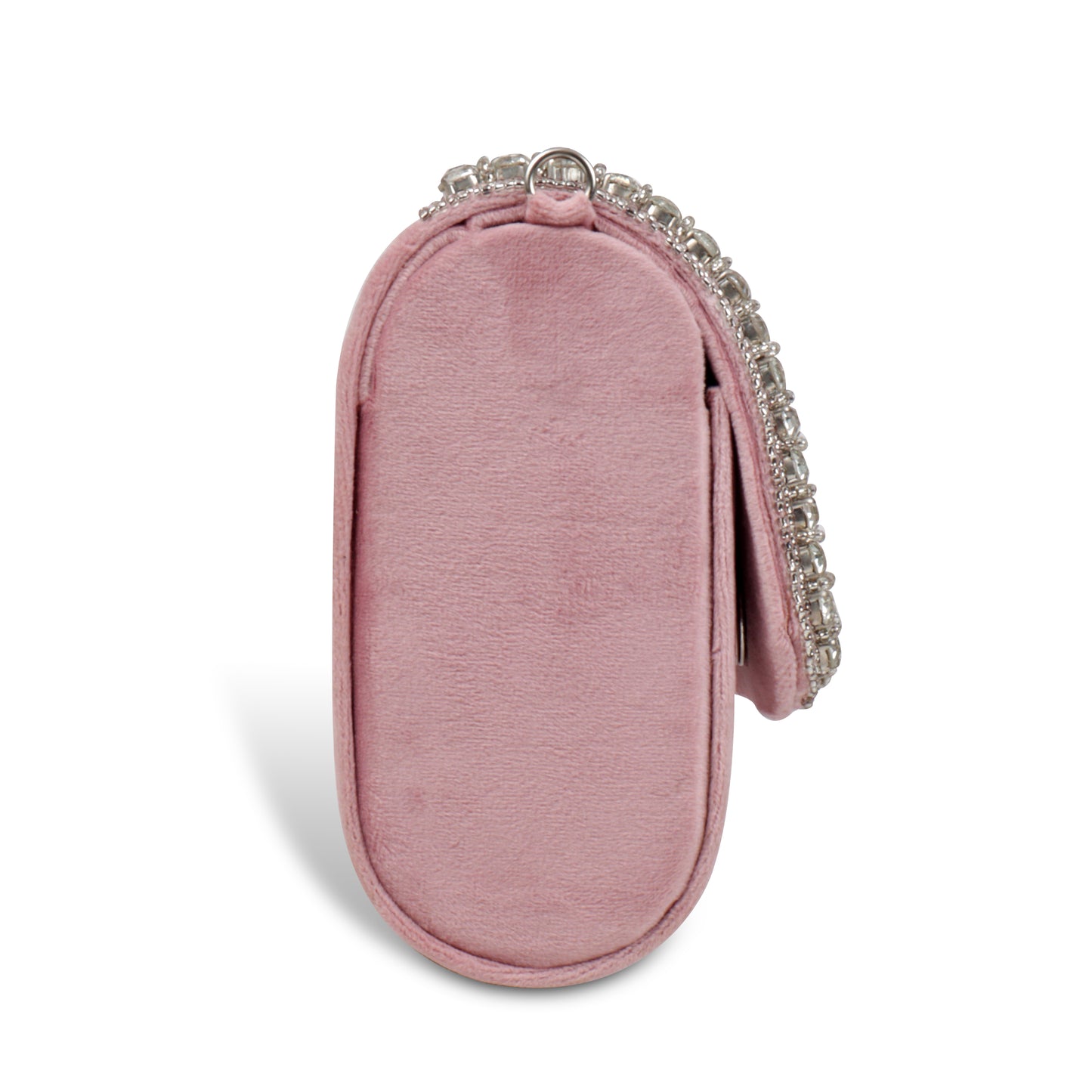 Magnolia Pink Velvet Embellished Women Clutch