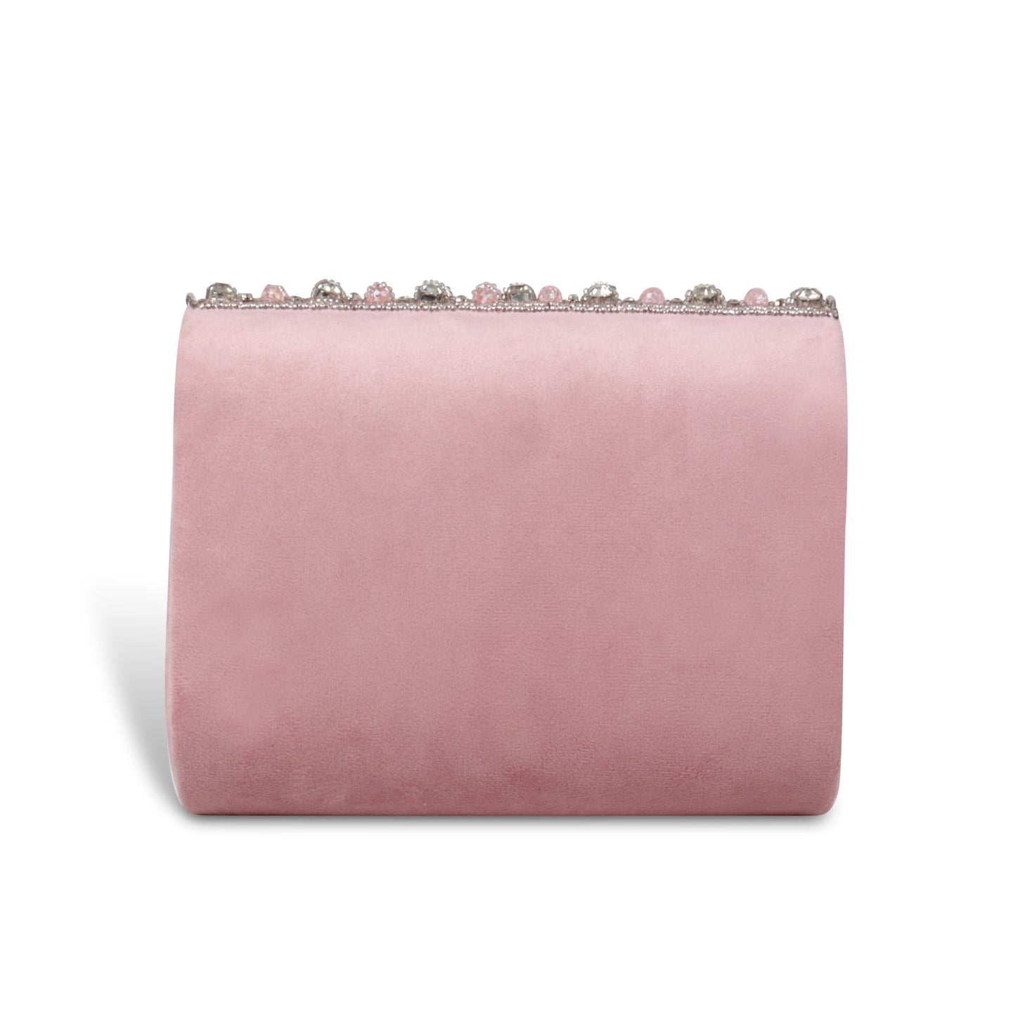 Magnolia Pink Velvet Embellished Women Clutch