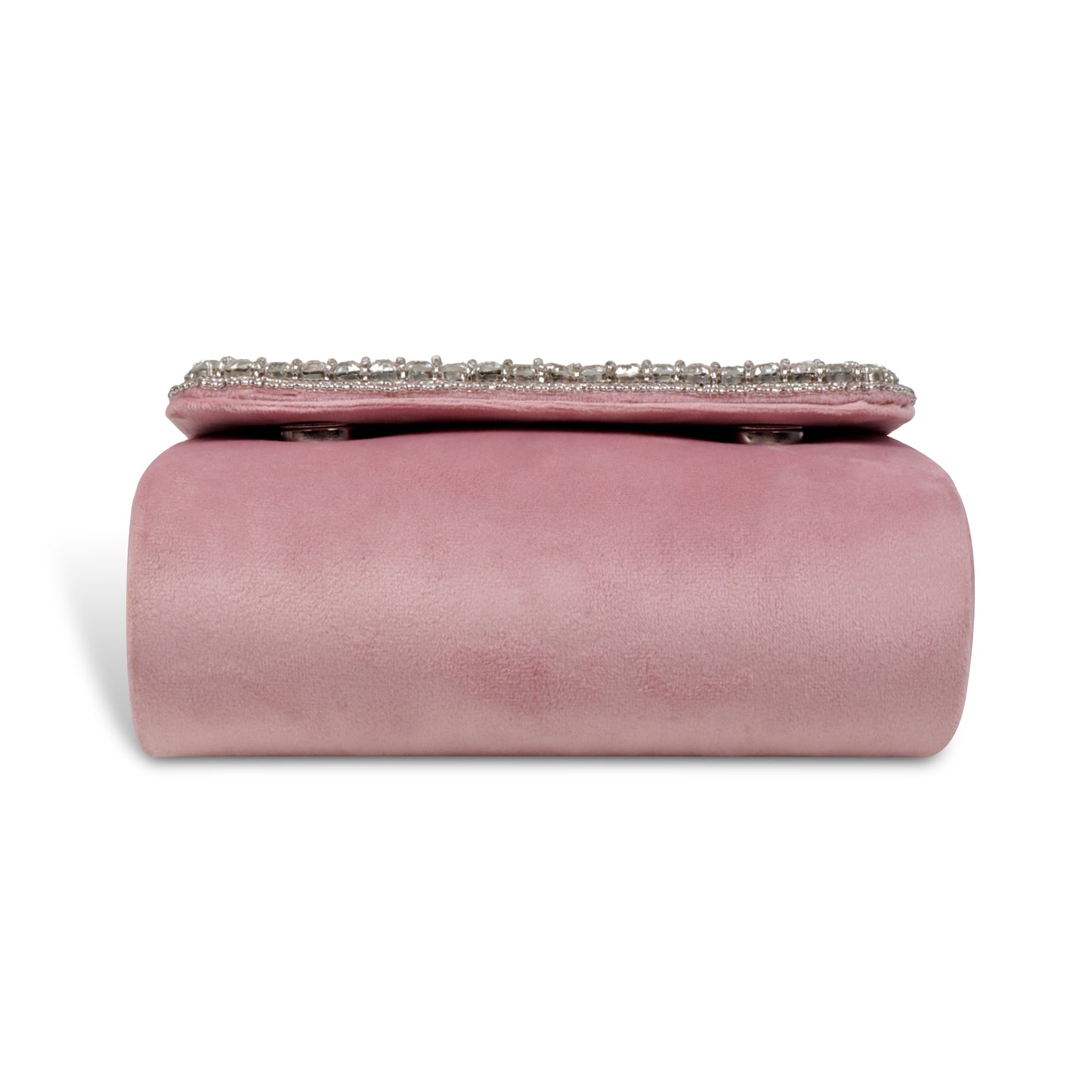 Magnolia Pink Velvet Embellished Women Clutch